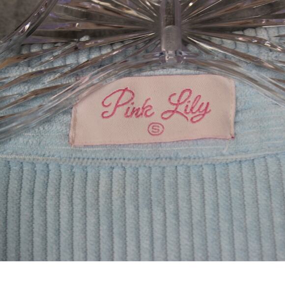 Pink Lily Womens Small Blue LS‎ Corduroy Button Up Top - Picture 2 of 6